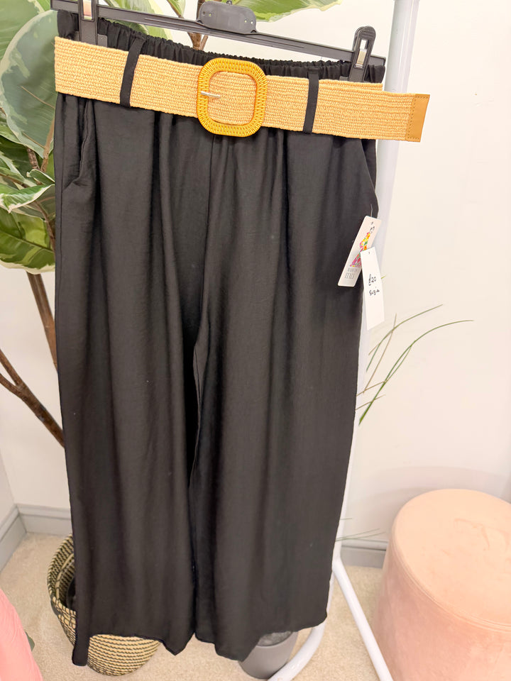 Ladies Fashion Wide Leg Trousers black