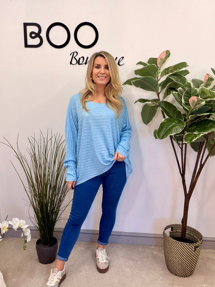 LADIES FINE KNIT LOOSE FIT TOP - MINT, BLUE, YELLOW, WHITE, PINK, MOCHA