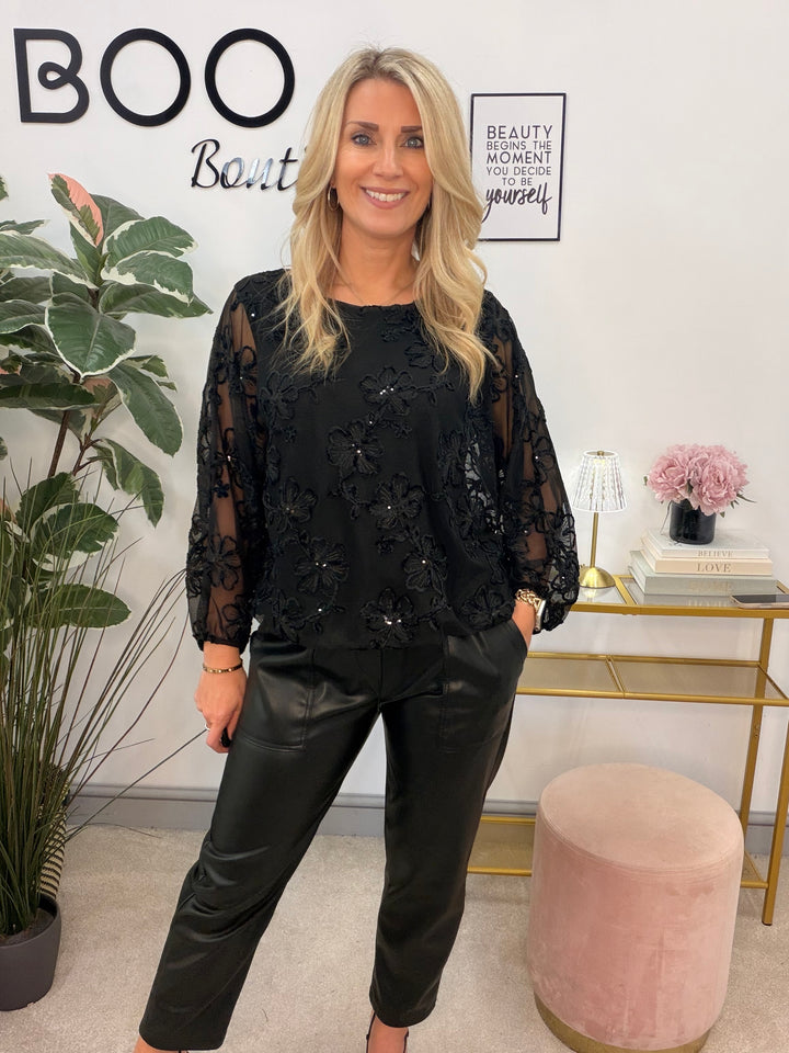 The MARIE sequin sparkly lacy party top - 3 colours