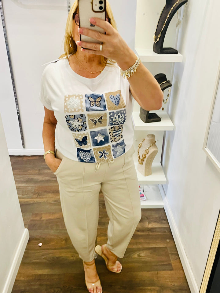 The ANNIE trousers - white and beige