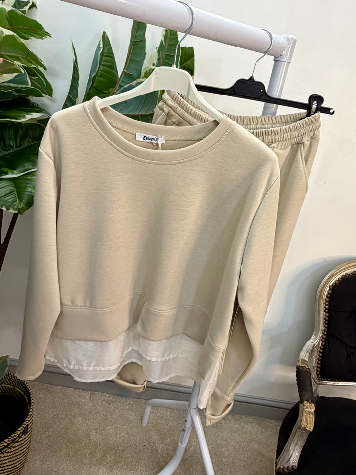 LADIES SCUBA TROUSER CO ORD SET - PINK, BLUE, BEIGE, BLACK, GREY