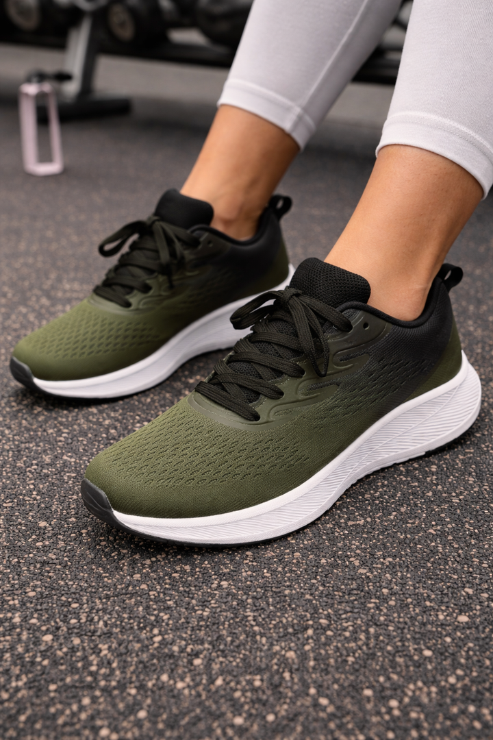 KHAKI /BLACK COMFORT TRAINERS ( 21080 )