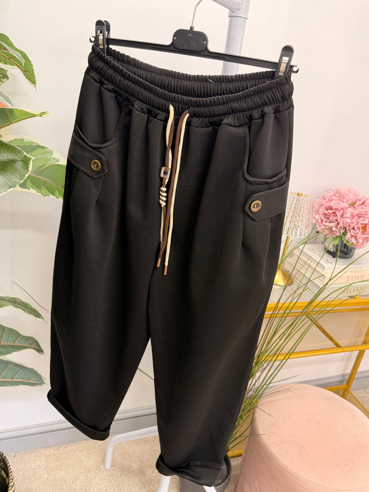 Ladies Fashion Casual Scuba Jogger Trousers - Wine, Mocha, Black & Khaki