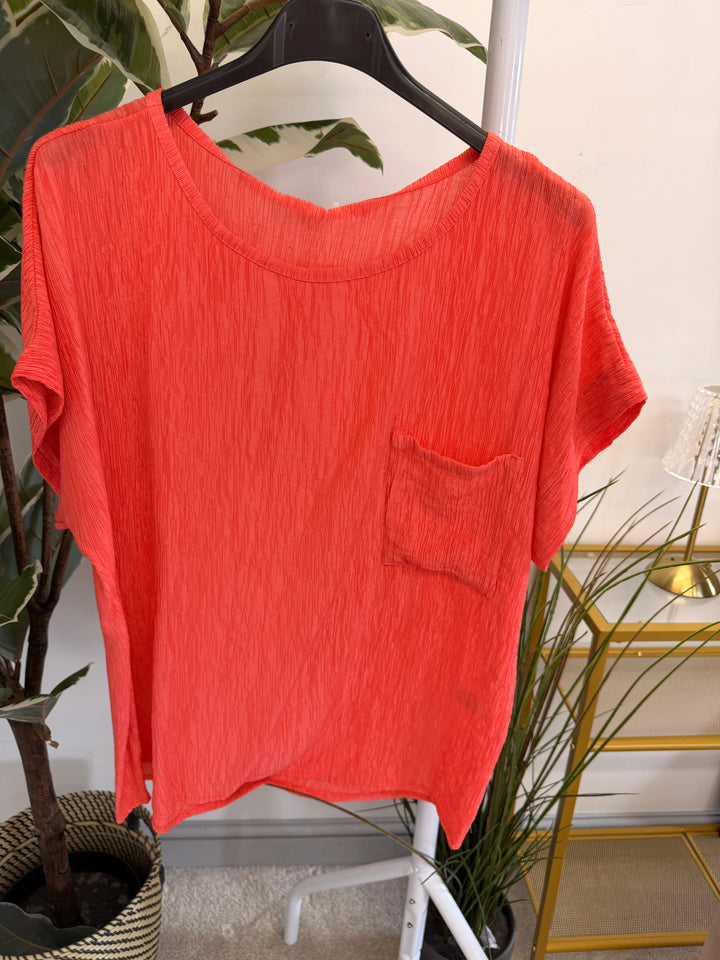 Ladies Non Crease Short Sleeve Top - Lime, White, Brown & Coral