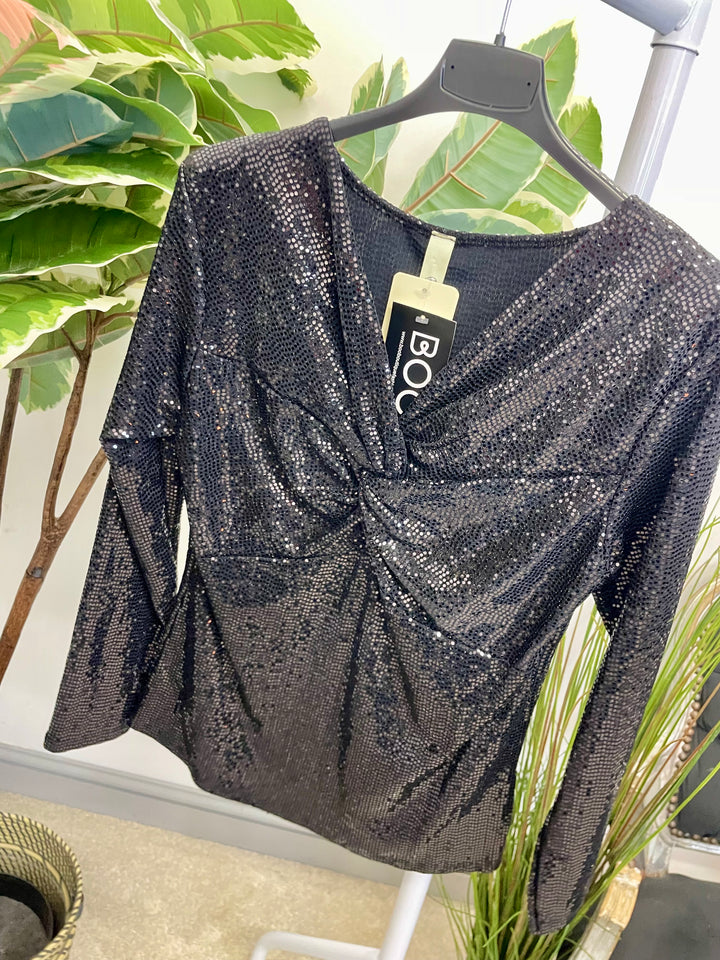 LADIES SEQUIN PARTY TOP - SILVER, GREEN, GOLD, BLACK, BERRY, CHAMPAGNE