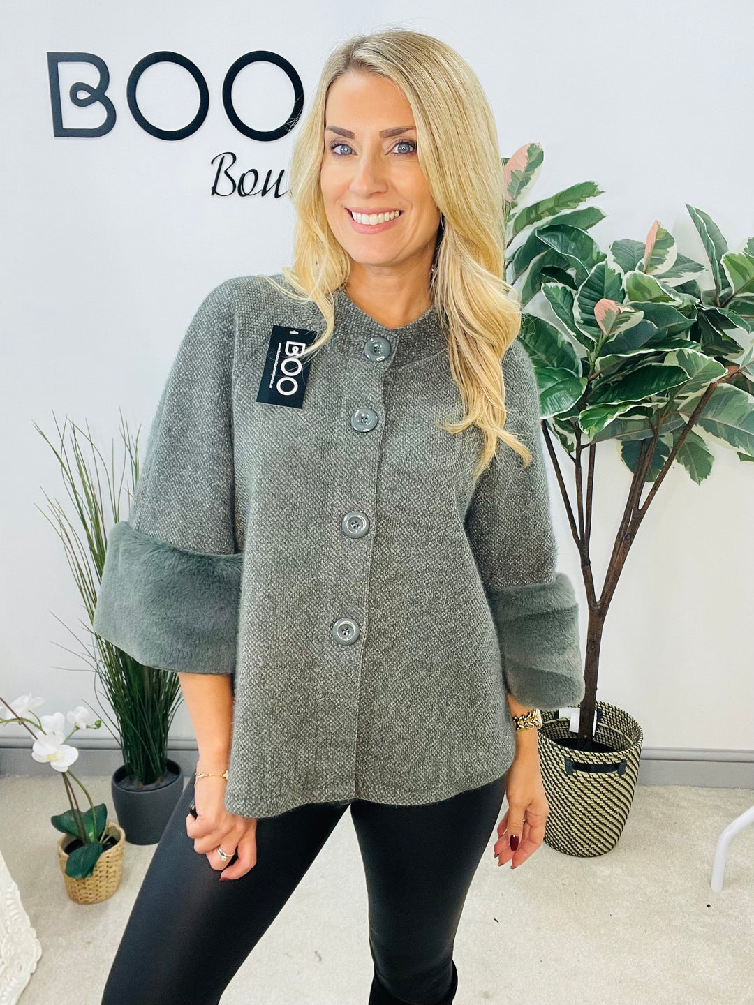 LADIES BOLERO FAUX FUR CARDIGAN JACKET - BLACK, CREAM, CAMEL, KHAKI & BROWN