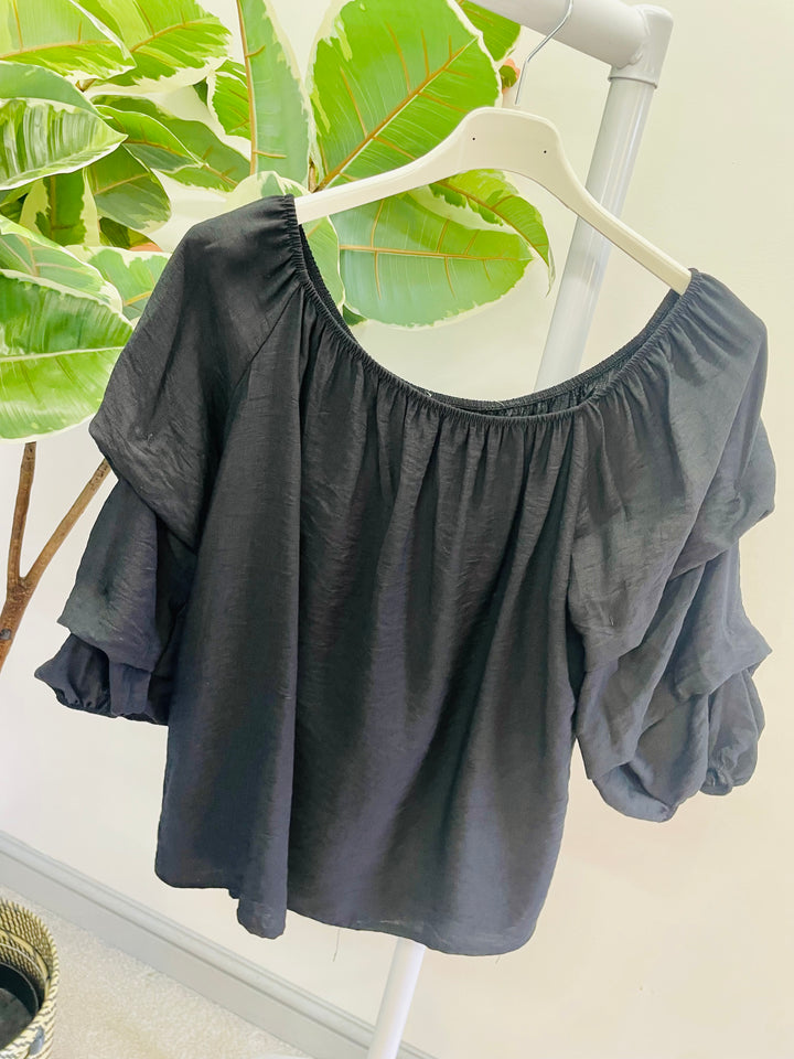 LADIES WOMENS BARDOT CASUAL PLAIN TOP BLOUSE IN BLACK, PINK, WHITE & BLUE