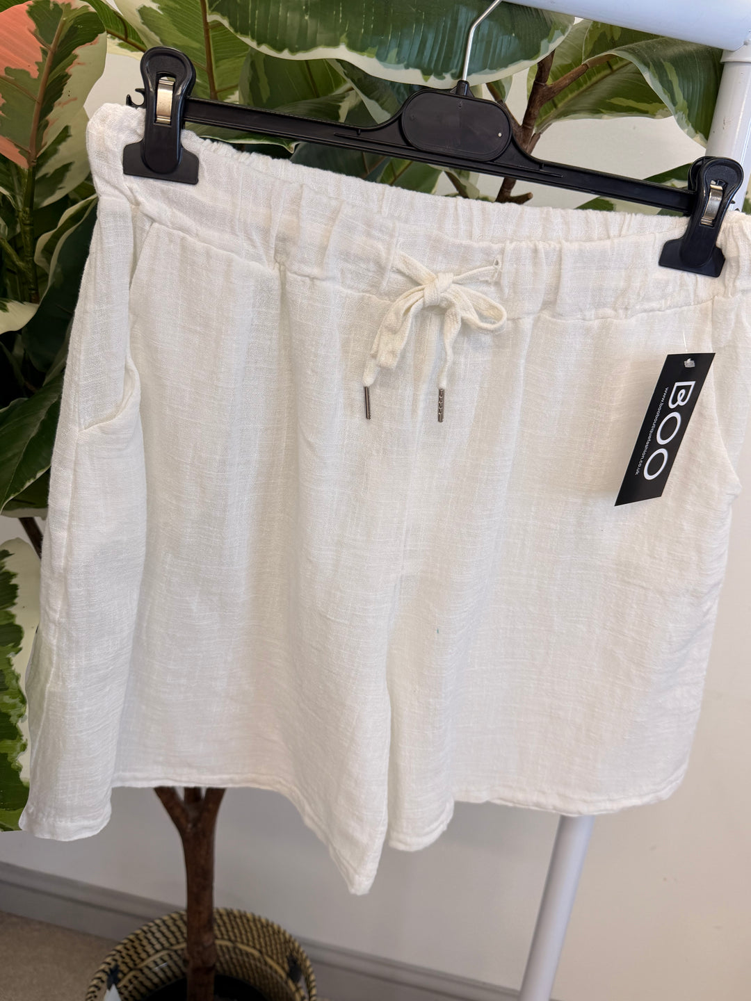 Ladies Linen Cotton Summer Shorts - Denim Blue, Pink, White & Black