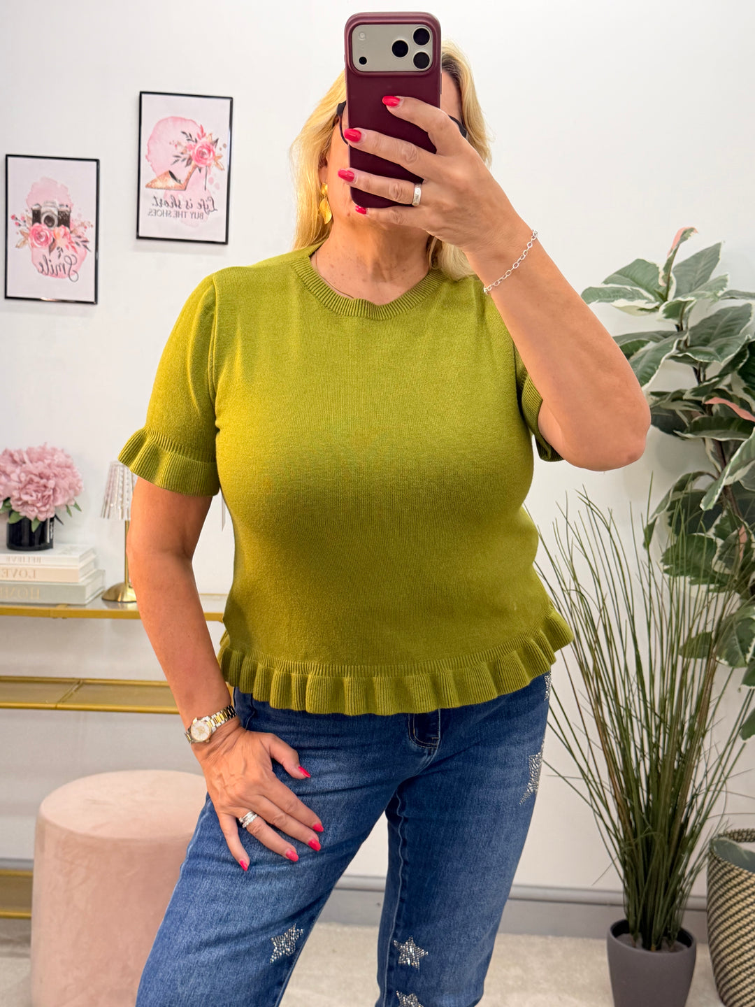 Ladies Fashion Short Sleeve Jumper - Black, Lime, White, Brown & Camel