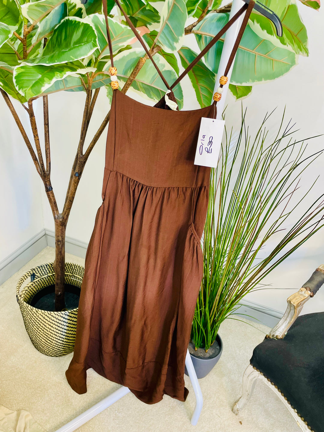 LADIES SUMMER HOLIDAY MAXI DRESS - DENIM BLUE, WHITE, BROWN, BEIGE & BLACK