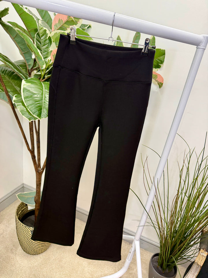 LADIES FASHION KICK FLARE STRETCH SCUBA TROUSERS