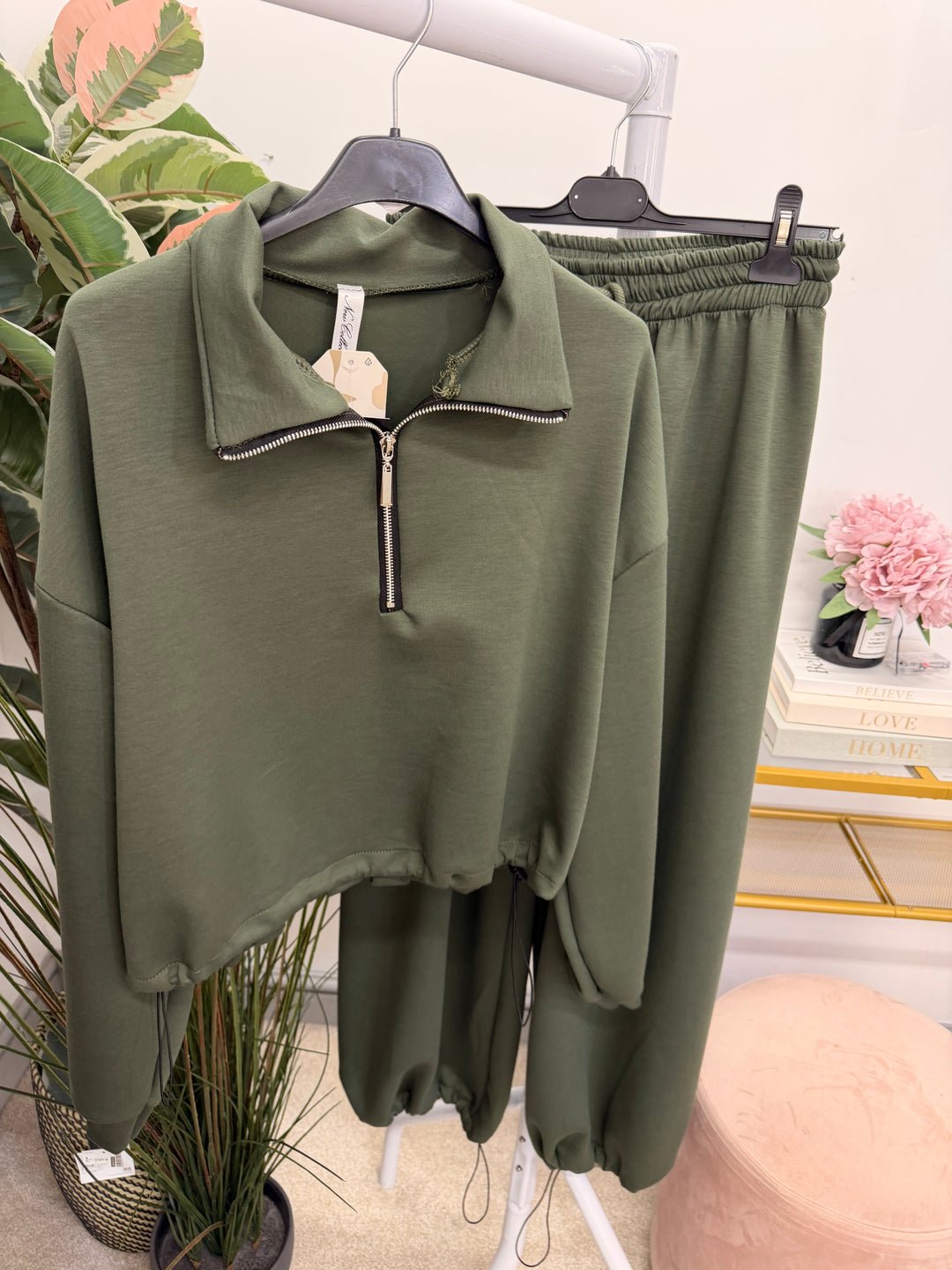 Ladies Fashion Jogger Trouser Co Ord Set - Khaki, Beige, Brown & Black