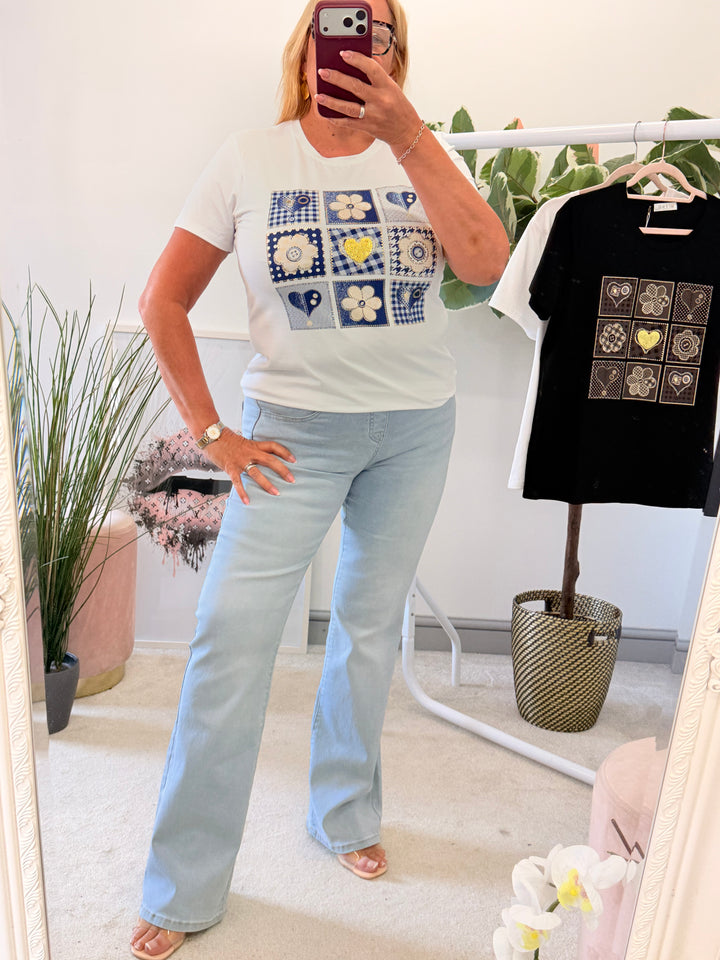 Ladies Fashion Summer T Tee Shirt - black & white