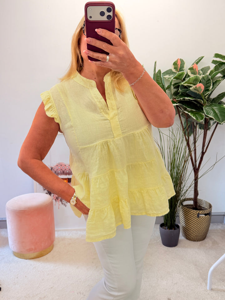 Ladies Fashion Smock Summer Top - White, Pink, Lemon, Blue