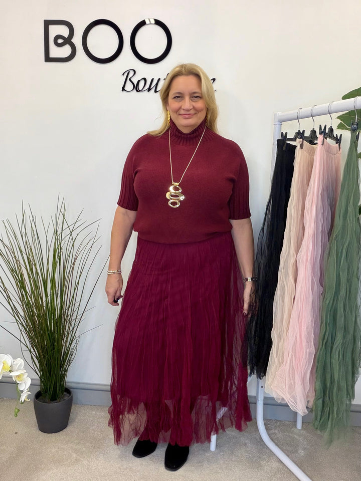 LADIES NET FAIRY MAXI SKIRT - BLACK, BERRY, KHAKI, BEIGE & PINK