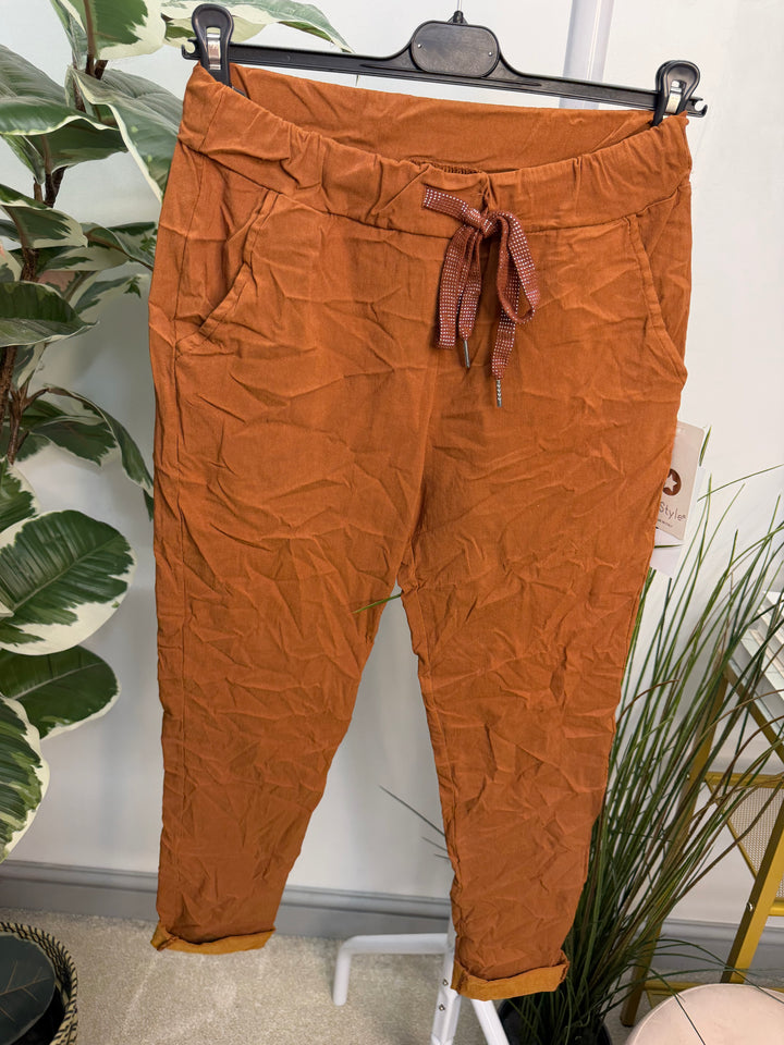 Women’s Stretch Crinkle Magic Trousers rust