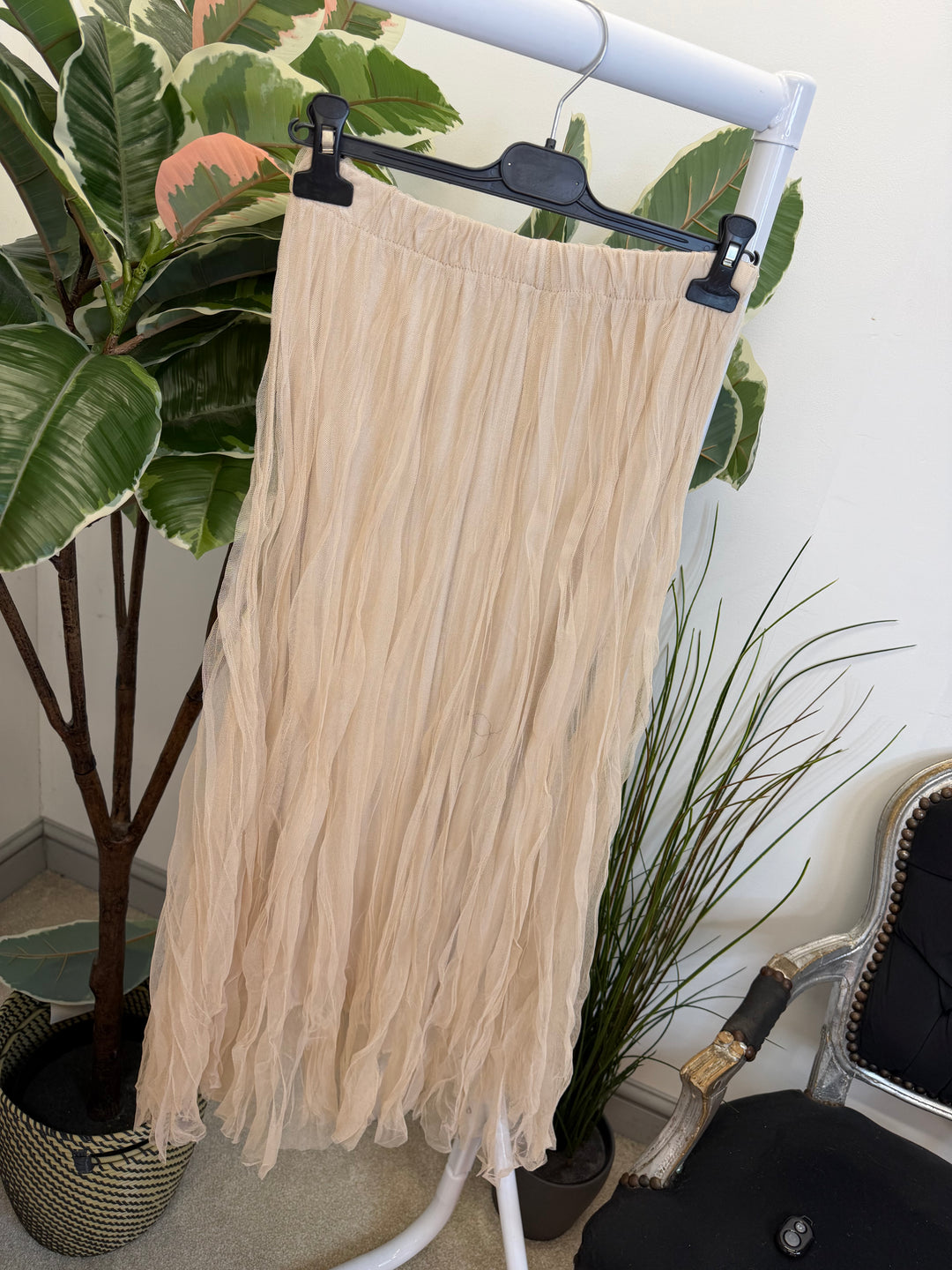 LADIES NET FAIRY MAXI SKIRT - BLACK, BERRY, KHAKI, BEIGE & PINK