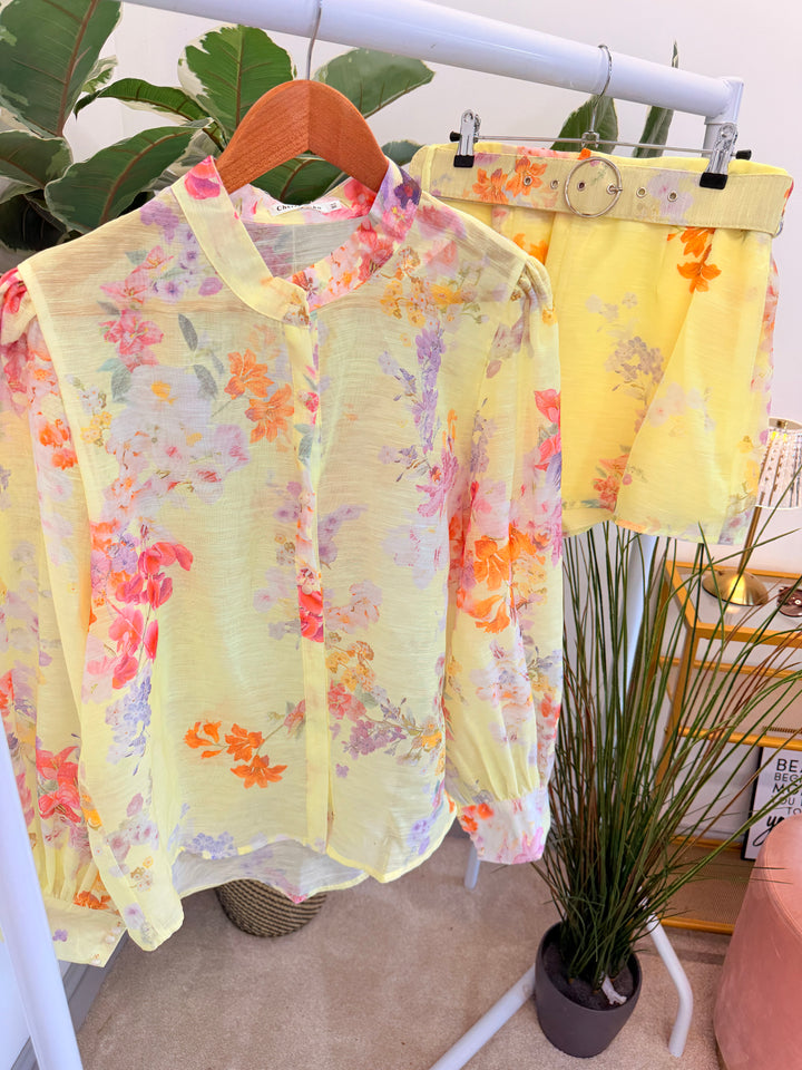 Ladies Summer Lemon Shorts Co Ord Suit