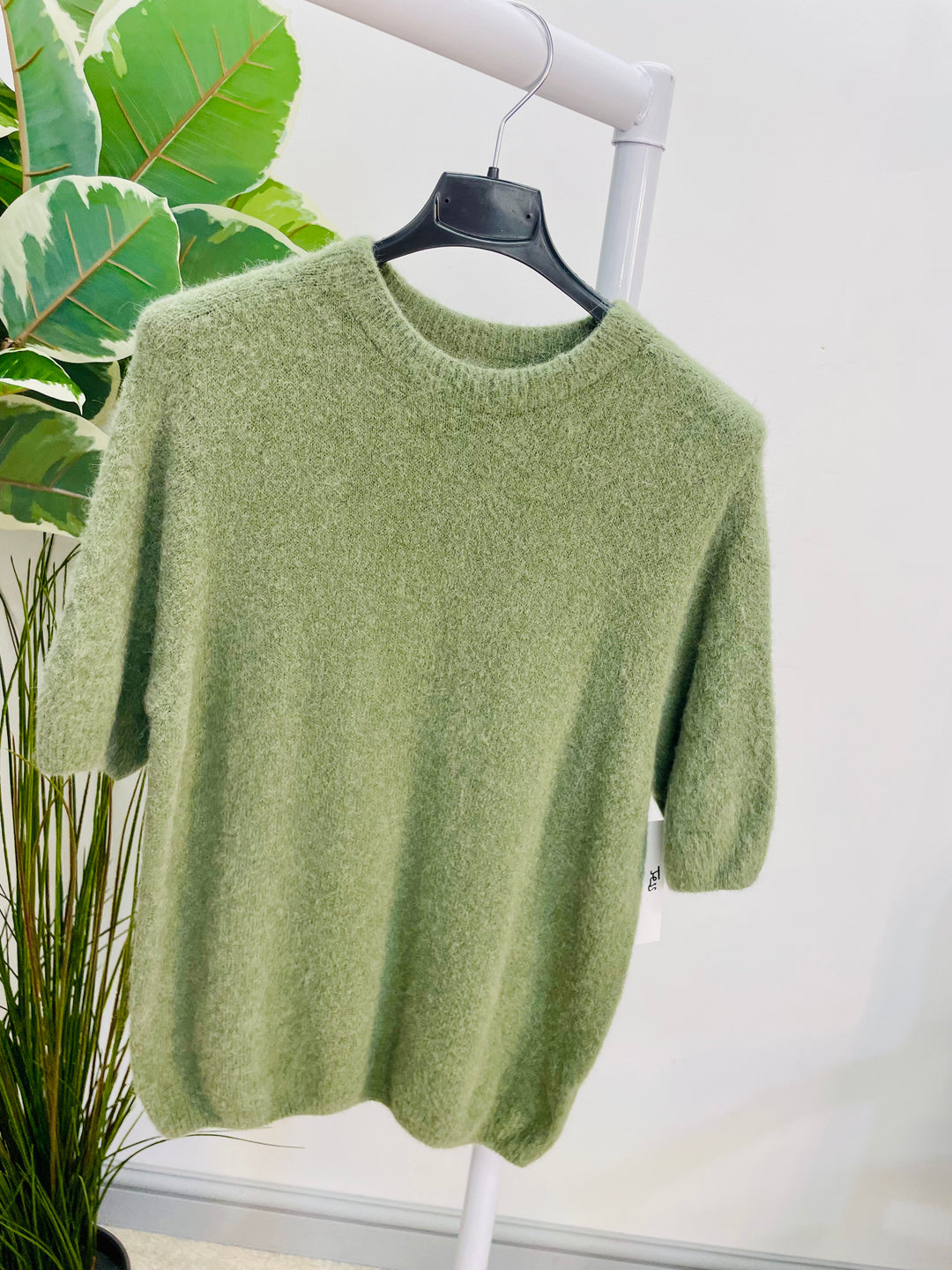 LADIES SOFT KNIT SHORT SLEEVE JUMPER KHAKI