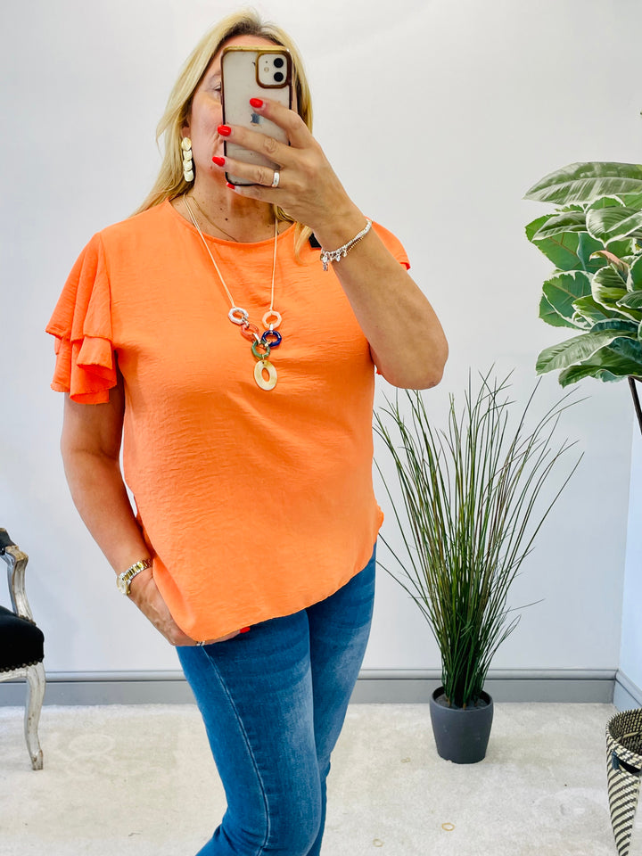 LADIES FRILL SHORT SLEEVE SUMMER TOP