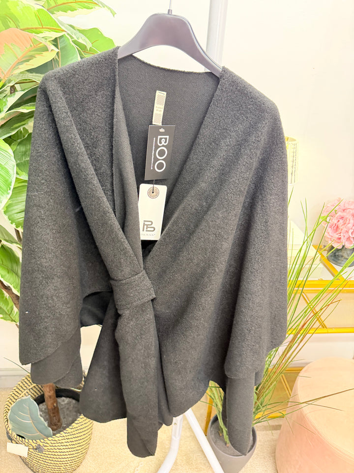 Womens Wrap Cape Jacket - Black, Mocha, Brown