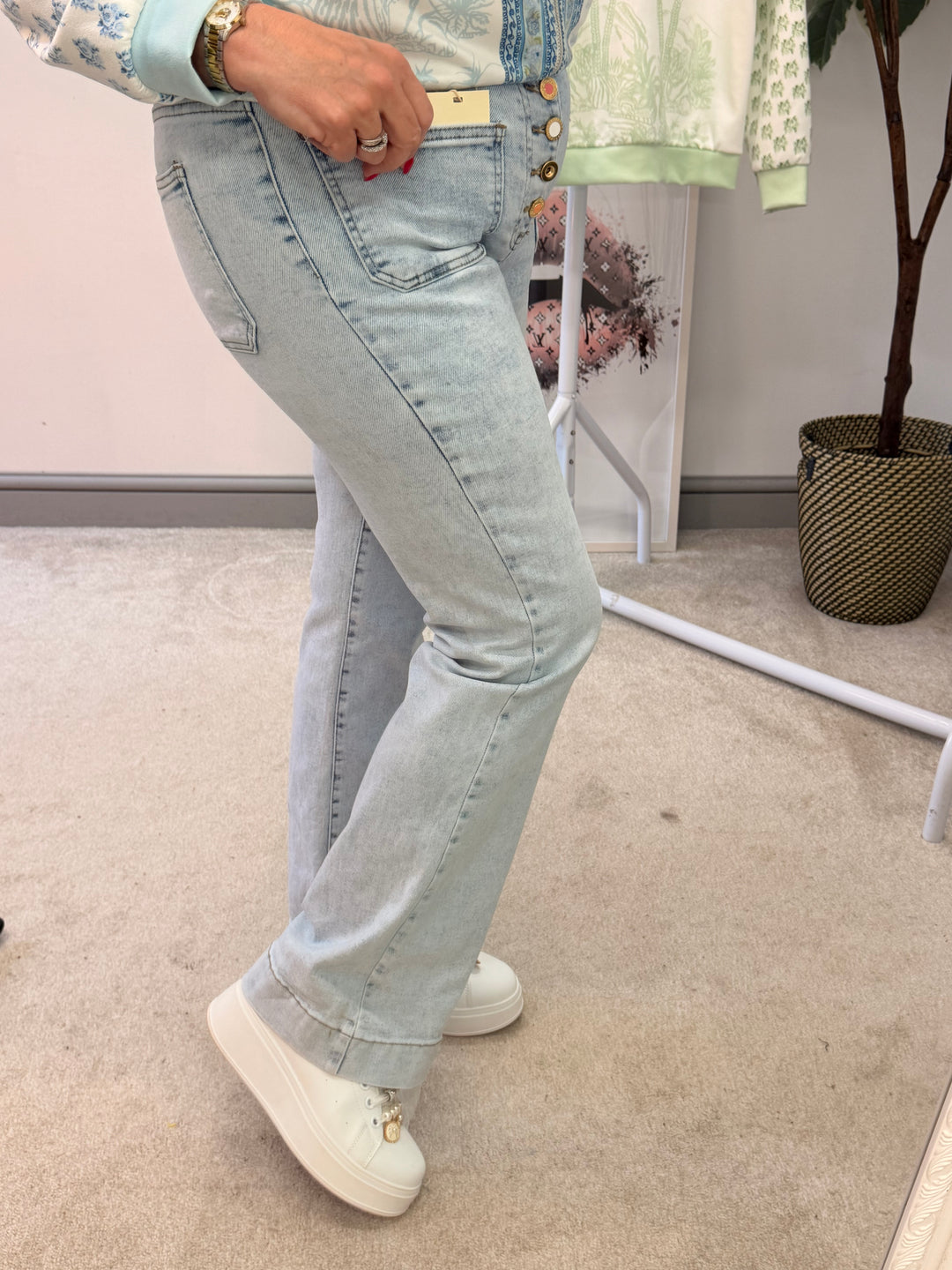 The FLO blue denim wide leg jeans - size 6 to 14