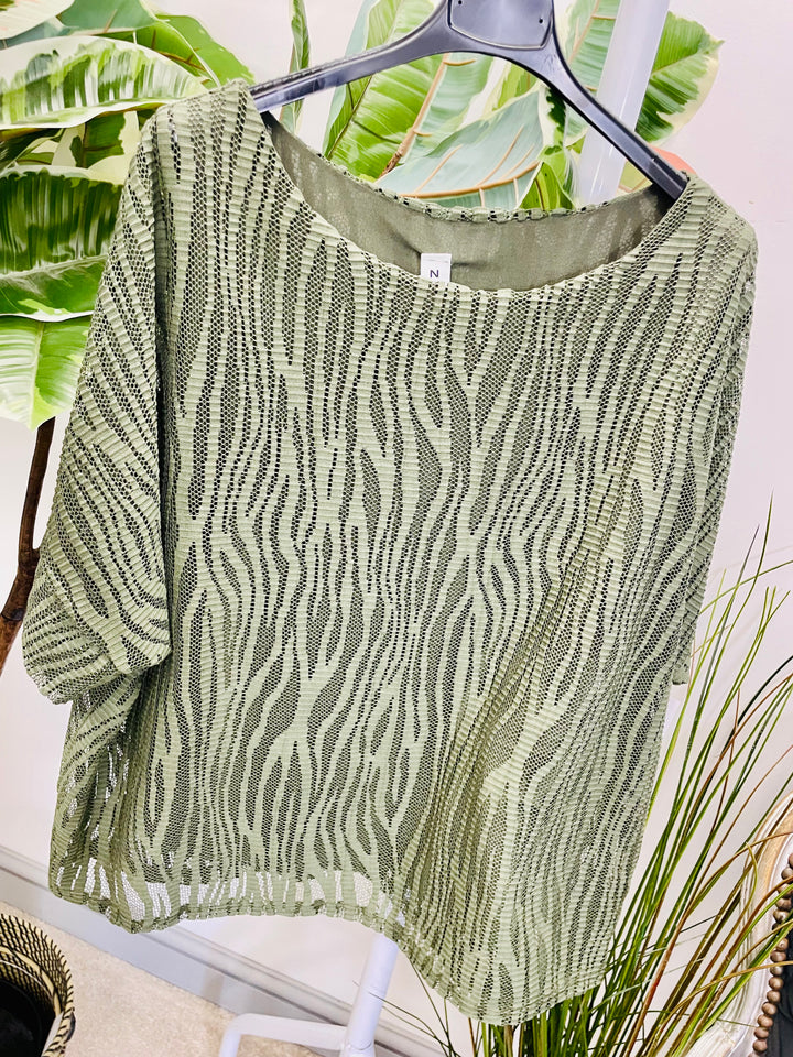 LADIES BOX STYLE NET MESH TOP - WHITE, BURGUNDY, KHAKI, MOCHA, NAVY, BLACK