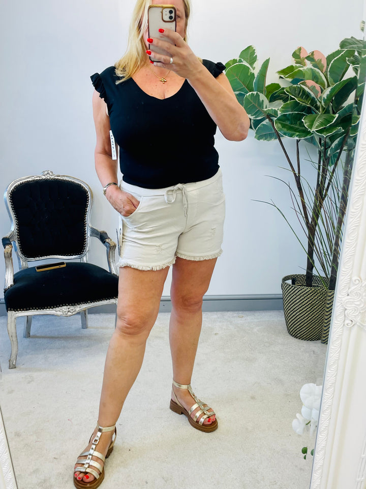 LADIES STRETCH MAGIC SUMMER SHORTS - BLACK, WHITE, KHAKI, NAVY & BEIGE