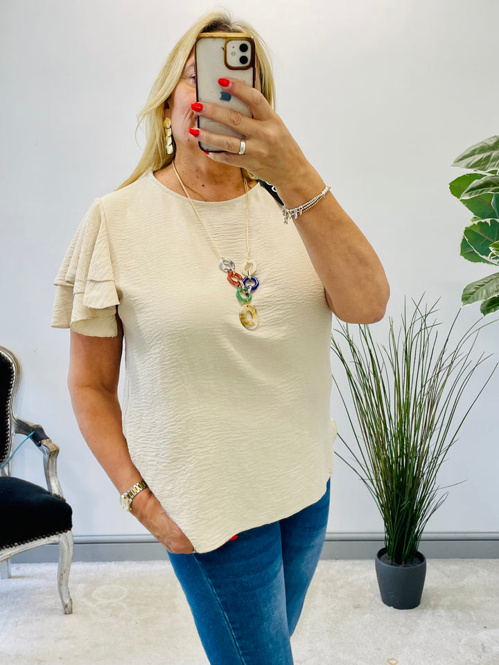 LADIES FRILL SHORT SLEEVE SUMMER TOP