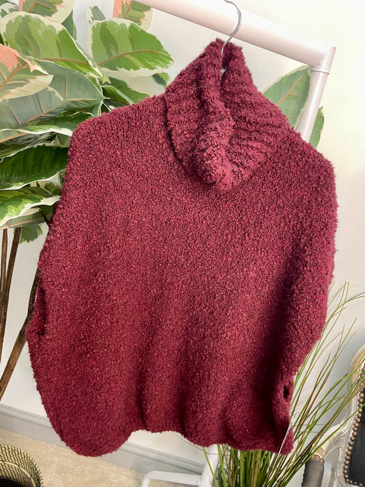 LADIES POPCORN KNIT ROLL NECK JUMPER - WHITE, BLACK, BROWN, BEIGE & BURGUNDY