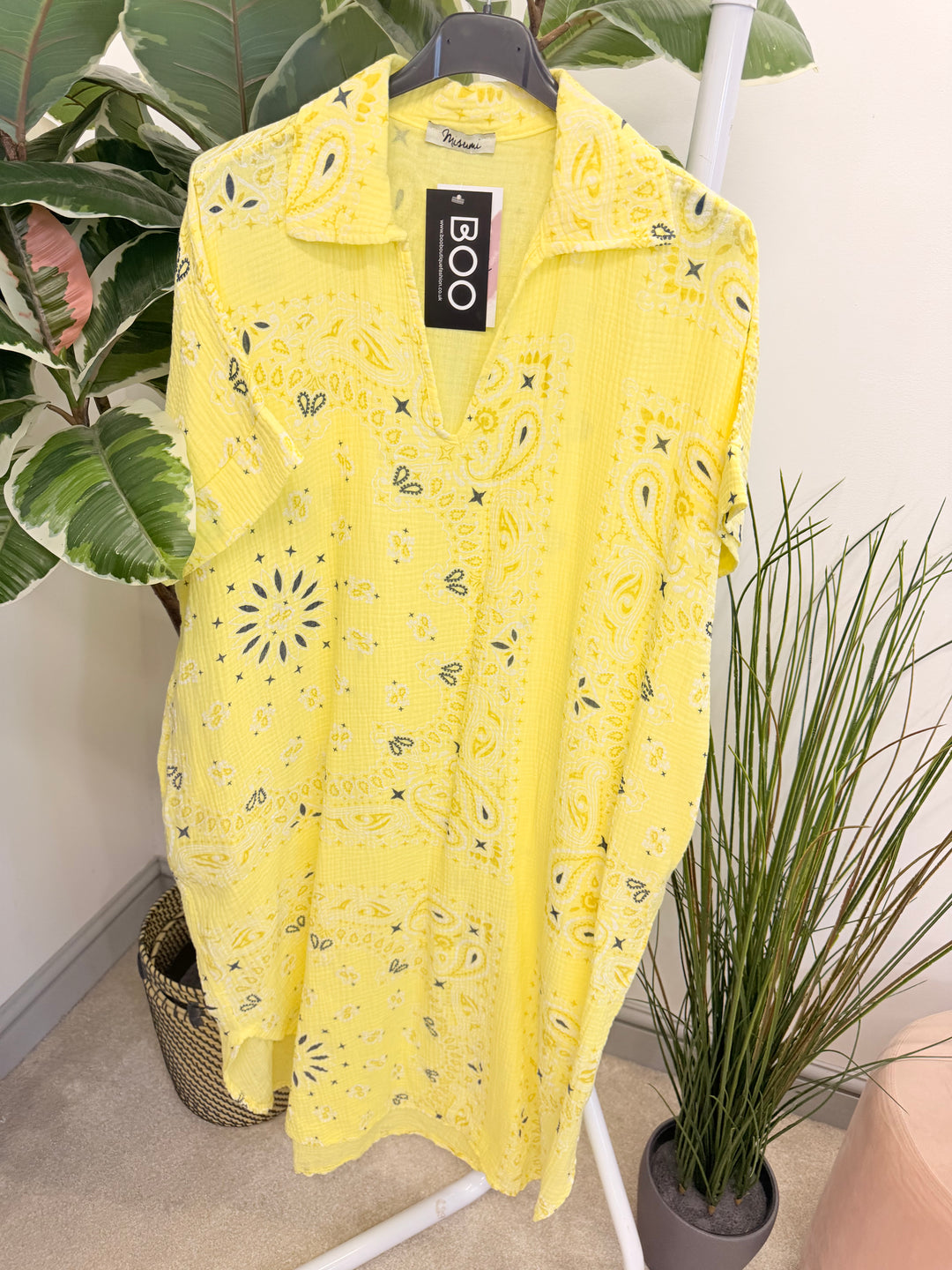 Ladies Cheesecloth Bandana Print Shift Summer Dress - Pink, White, Navy, Lemon & Orange