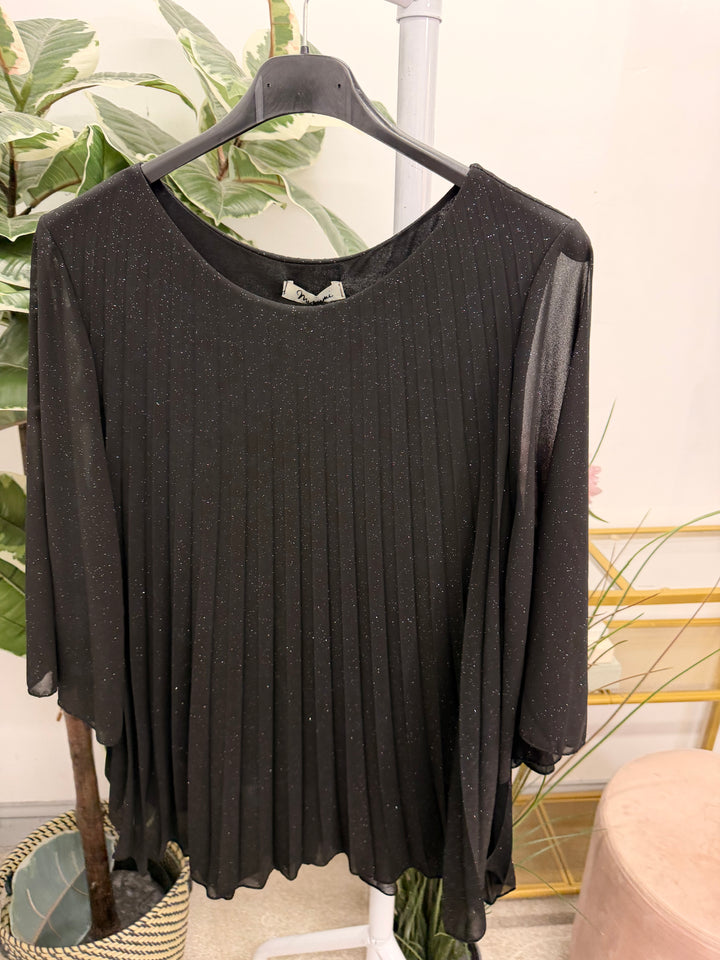 The LAUREN sparkly chiffon pleated top - 3 colours