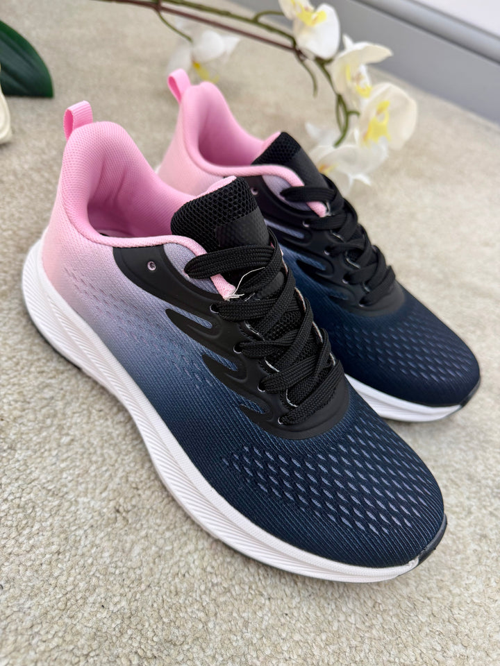 KHAKI & BLACK FABRIC COMFORT TRAINERS SHOES