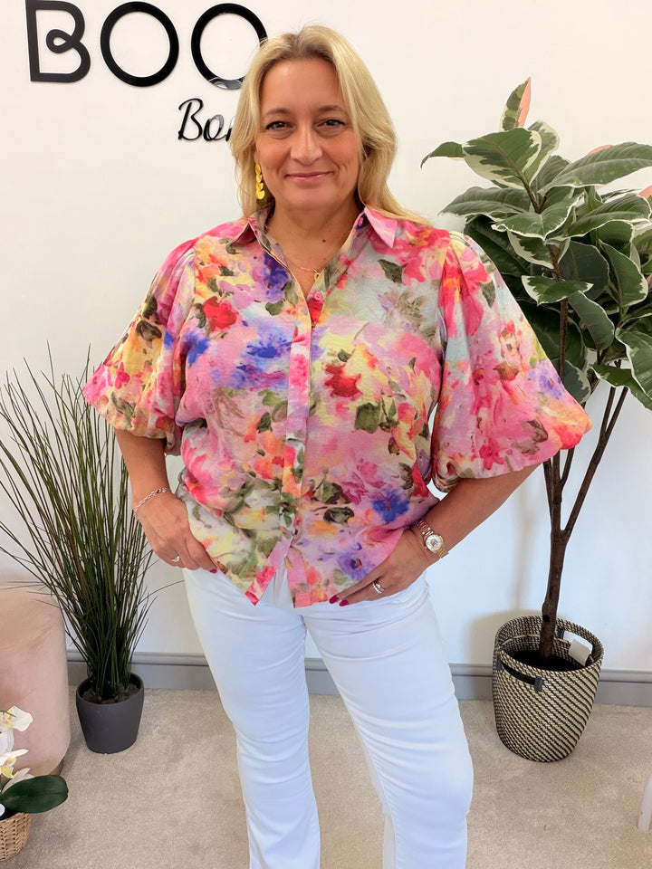 Ladies Fashion Colourful Tie Dye Blouse Shirt