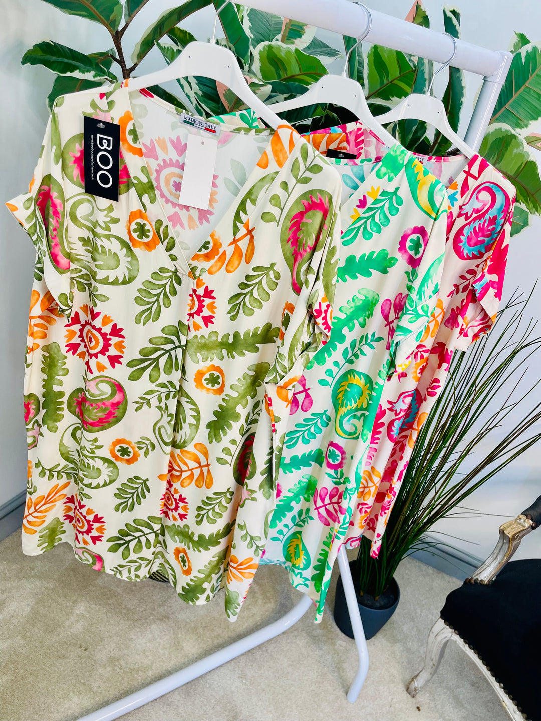 LADIES PAISLEY PRINT SHIFT SUMMER DRESS - PINK, GREEN & KHAKI