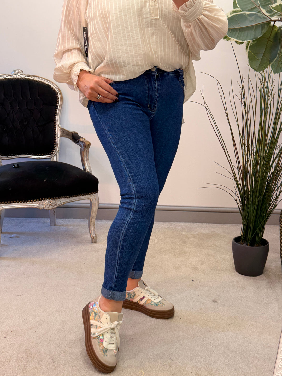 Ladies Fashion Dark Denim Skinny Jeans by RedSeventy