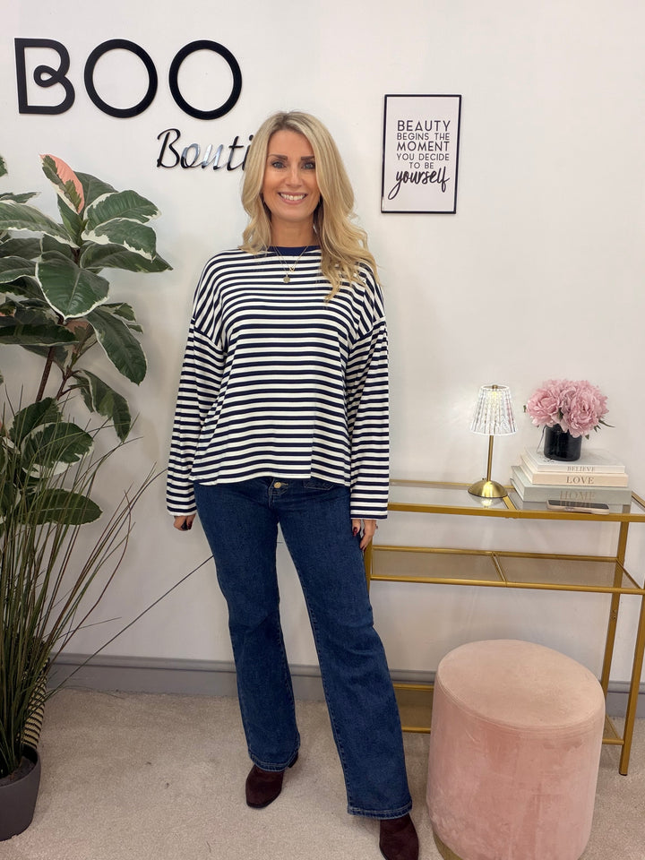 The BRONTY stripe long sleeve t shirt top - 2 colours