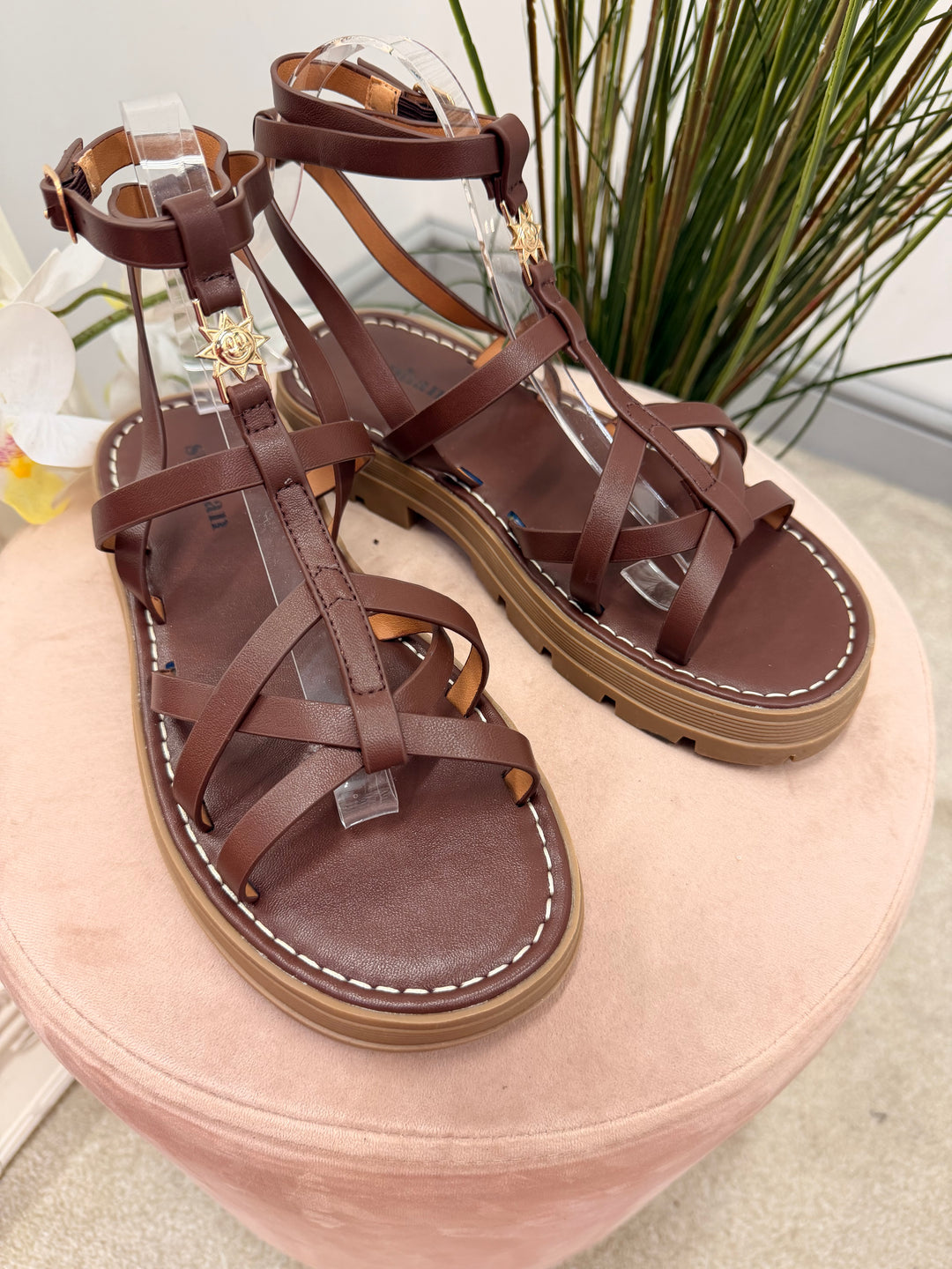 FLATFORM GLADIATOR SANDALS ( TH16 ) - black and brown