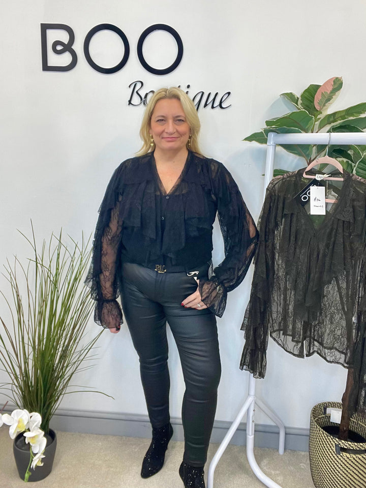 LADIES BLACK COATED SKINNY JEANS