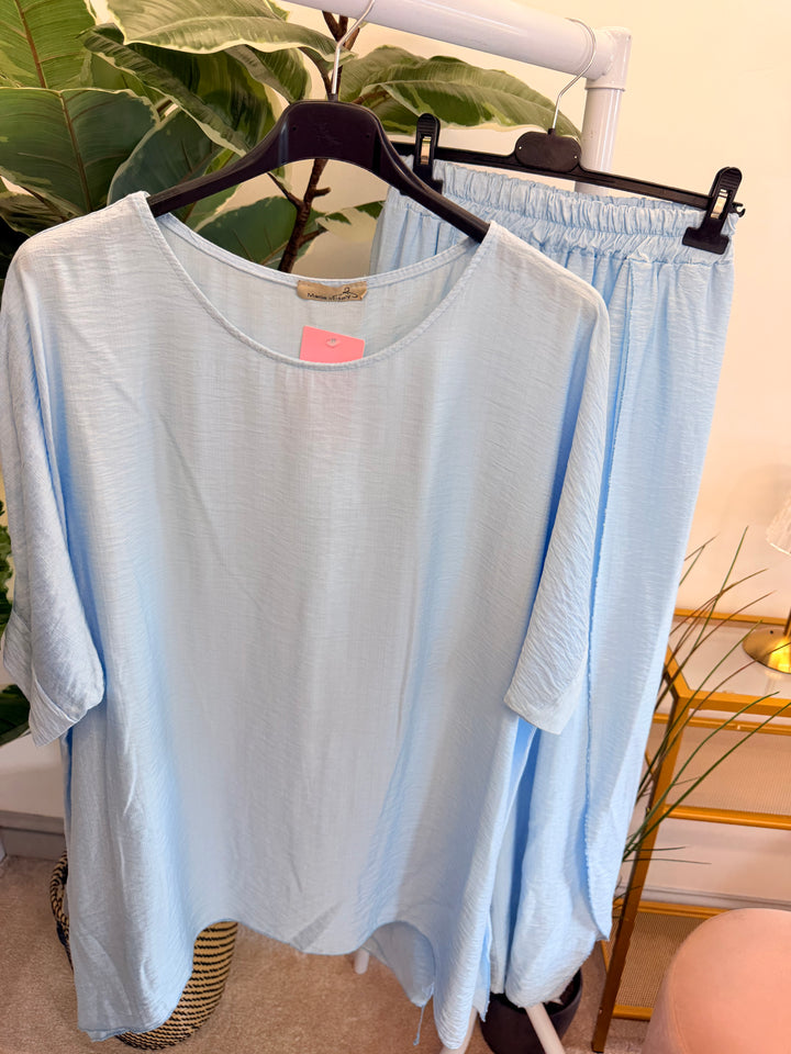 Ladies Harem Trouser Drape Top Co Ord - White, Coral, Khaki, Black & Blue