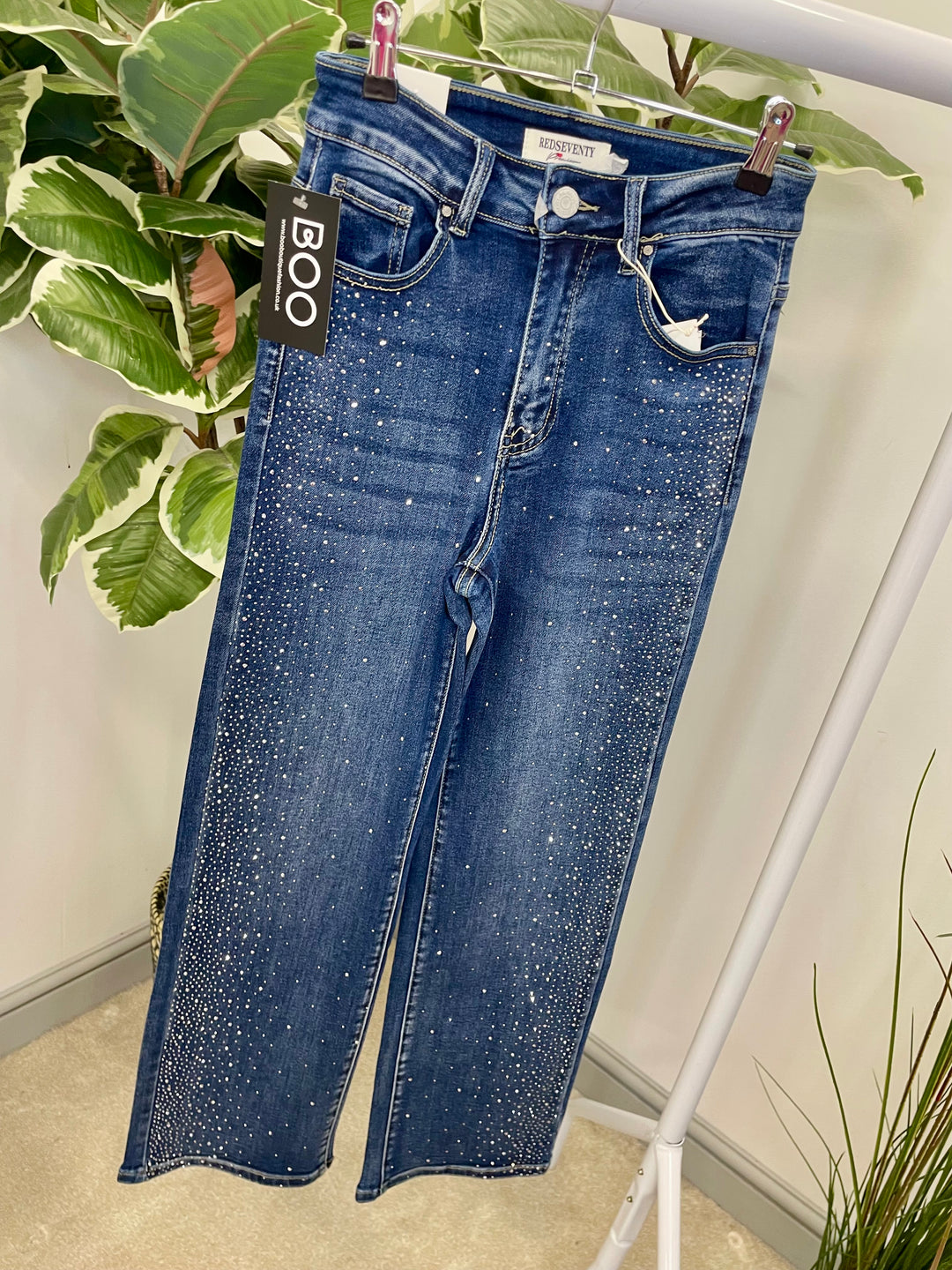 LADIES SPARKLY DIAMANTE STRAIGHT LEG JEANS