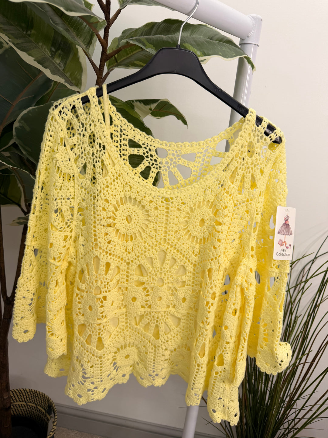 Ladies Pretty Crochet Summer Top lemon
