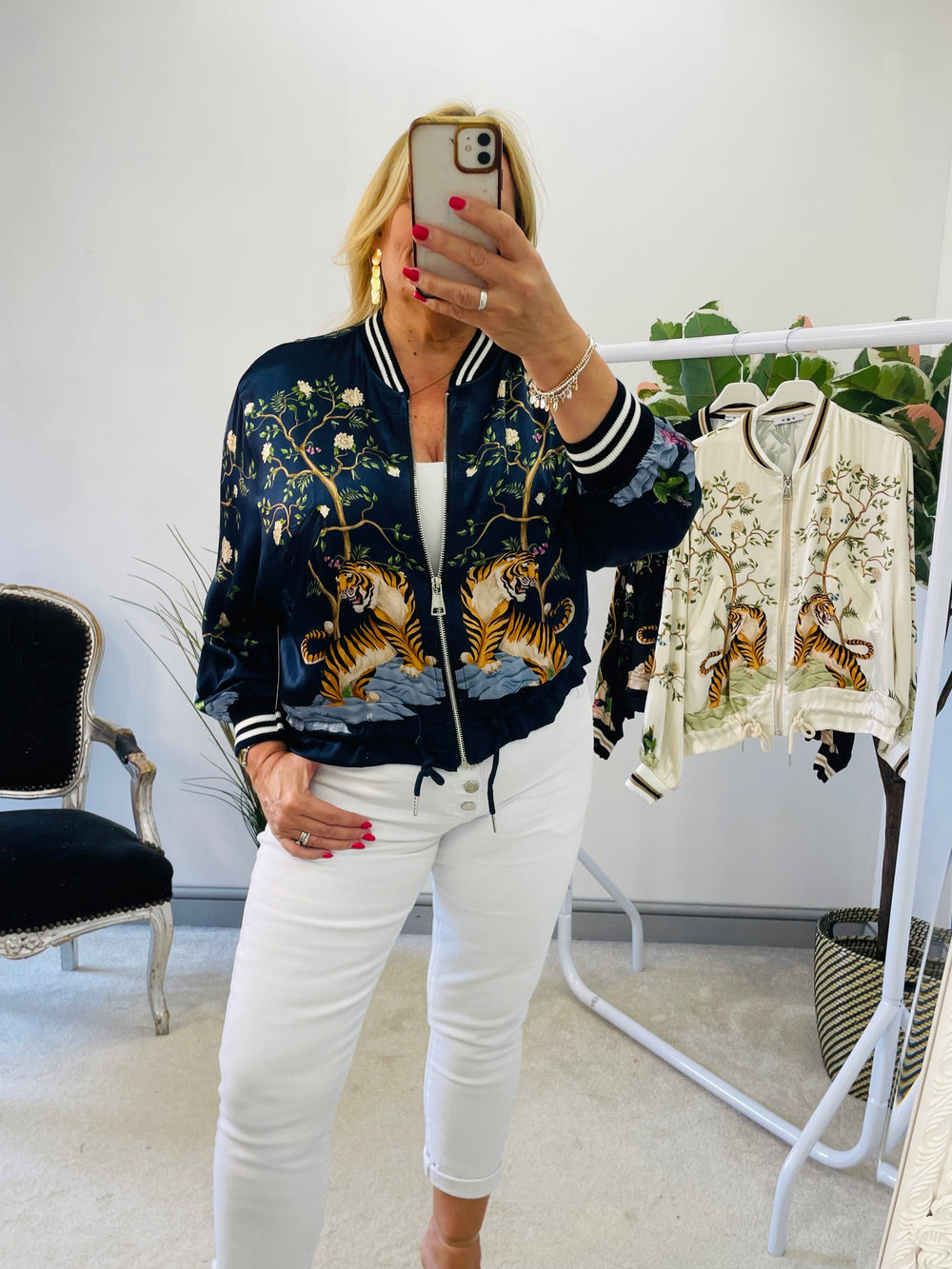 LADIES SATIN SUMMER BOMBER JACKET - BLACK, NAVY, BEIGE