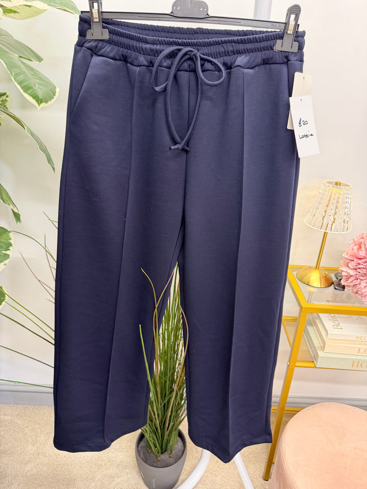 Ladies Fashion Petite Scuba Straight Leg Trousers - Black, Navy, Khaki & Mocha