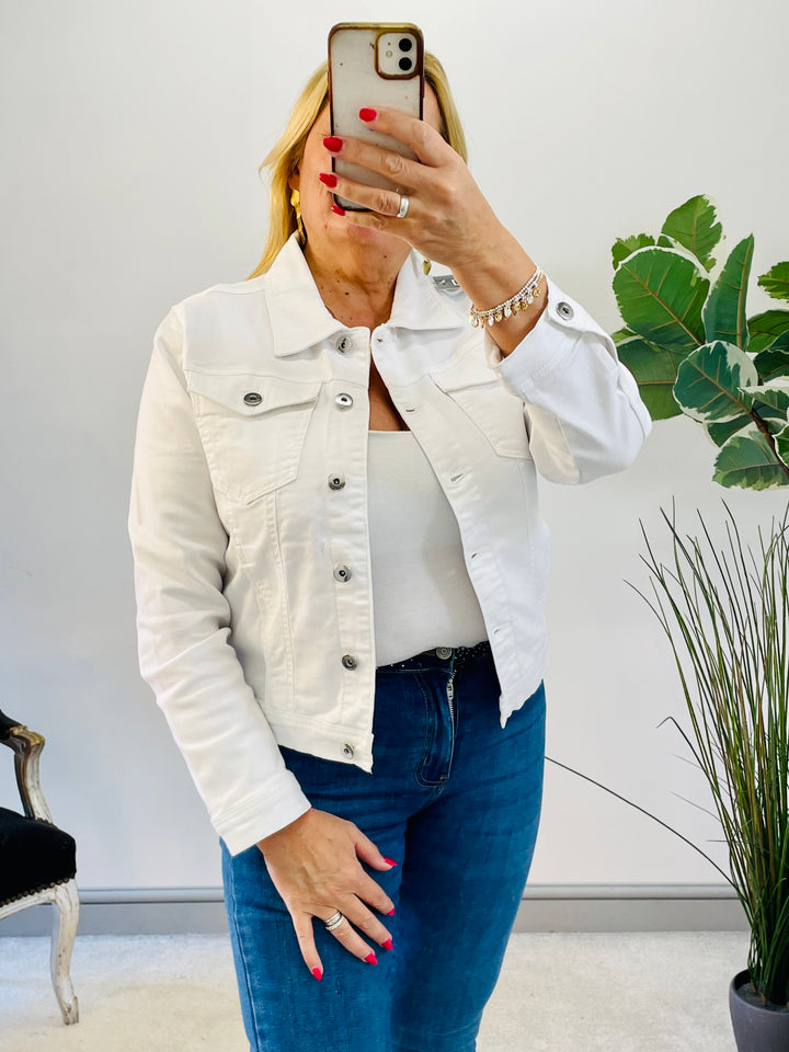 LADIES WOMENS WHITE DENIM SUMMER JACKET