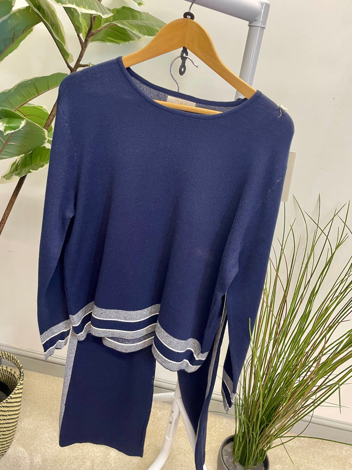 LADIES WIDE LEG KNITTED CO ORD SET - NAVY, CREAM, CAMEL & GREY