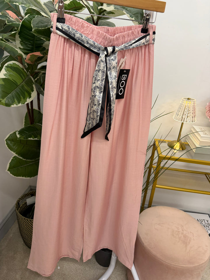 Ladies Wide Leg Trousers - Black, Pink, White, Khaki, Blue, Mocha, Beige