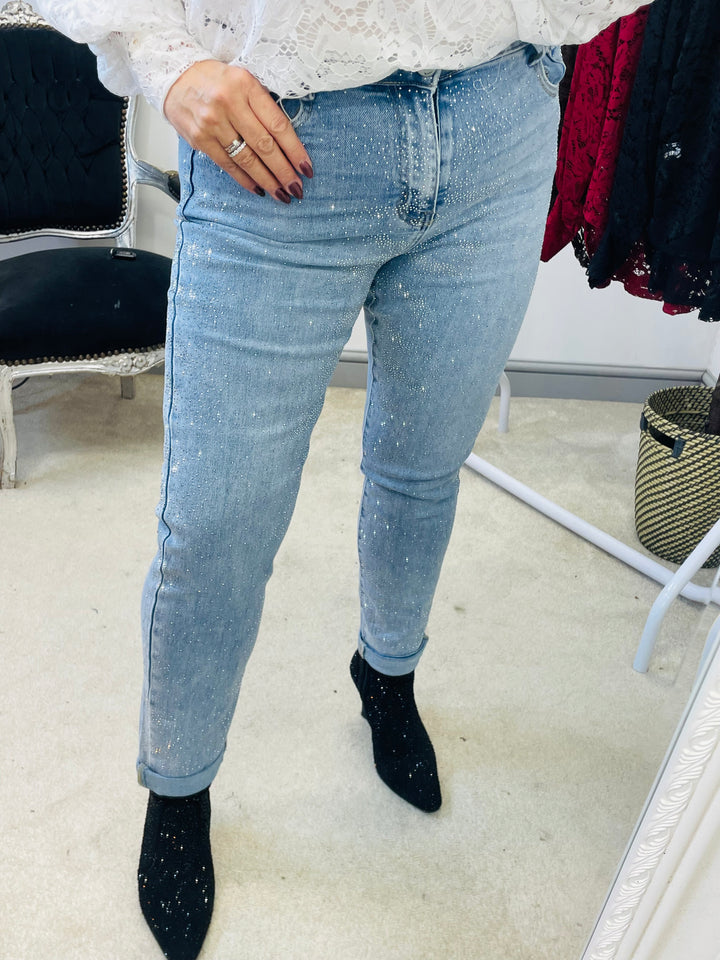 LADIES FASHION SPARKLY DIAMANTE JEANS