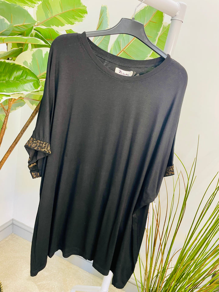 LADIES BLACK LOOSE FIT OVERSIZE TOP