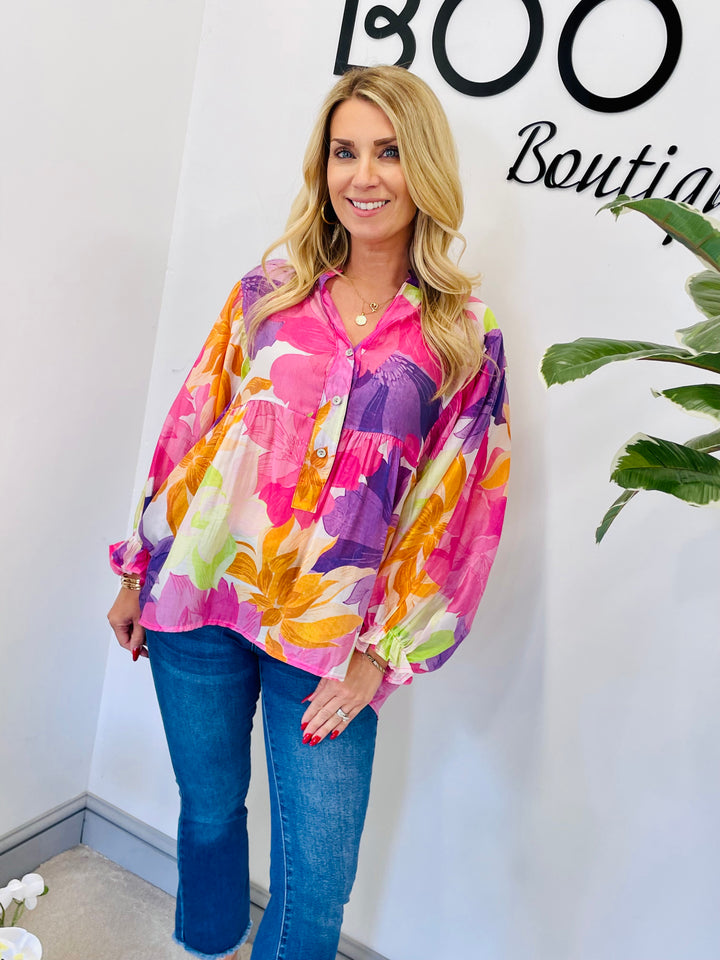 LADIES PASTEL LOOSE FIT SUMMER BLUE - BLUE, PINK, ORANGE